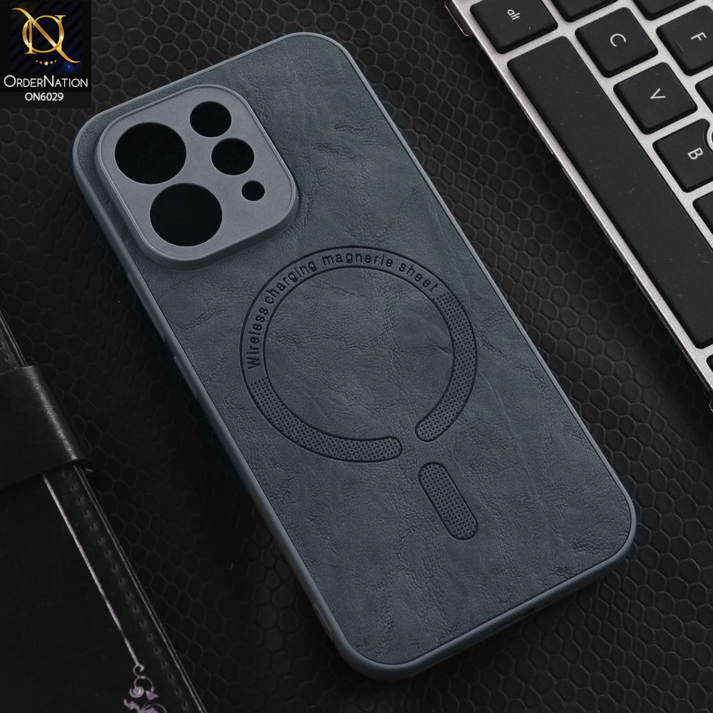 Vivo V70 Cover - Grey - Elite Leather Finish Magnetic Wireless Charging Compatible Anti Shock Protective Back Cover