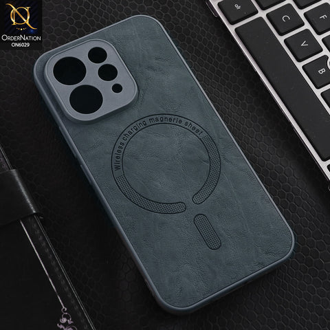 Vivo V70 Cover - Grey - Elite Leather Finish Magnetic Wireless Charging Compatible Anti Shock Protective Back Cover