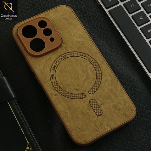 Vivo V70 Cover - Light Brown - Elite Leather Finish Magnetic Wireless Charging Compatible Anti Shock Protective Back Cover