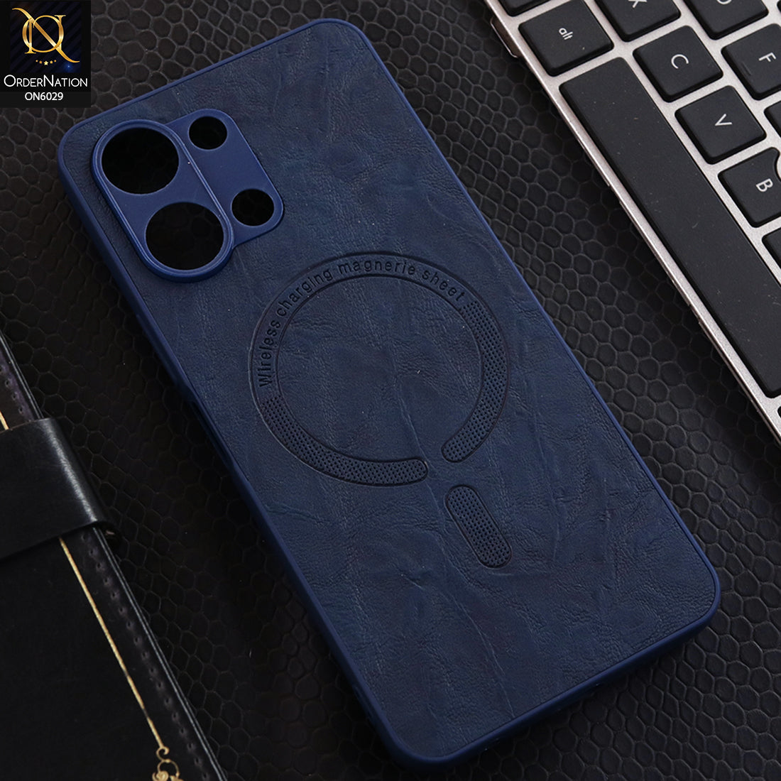 Vivo Y11D 4G Cover - Blue - Elite Leather Finish Magnetic Wireless Charging Compatible Anti Shock Protective Back Cover