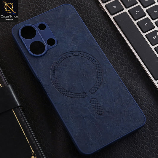 Vivo Y05 Cover - Blue - Elite Leather Finish Magnetic Wireless Charging Compatible Anti Shock Protective Back Cover