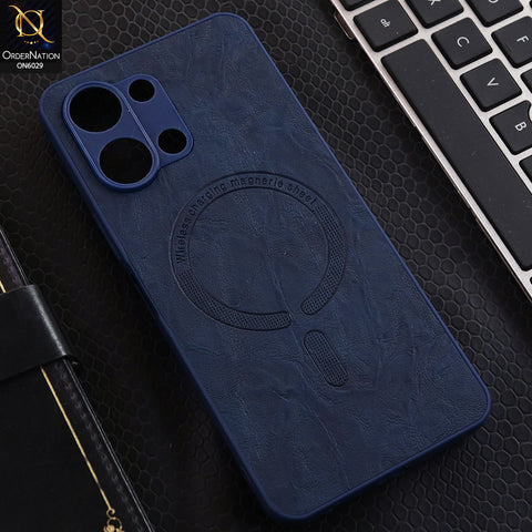 Vivo Y11D 4G Cover - Blue - Elite Leather Finish Magnetic Wireless Charging Compatible Anti Shock Protective Back Cover