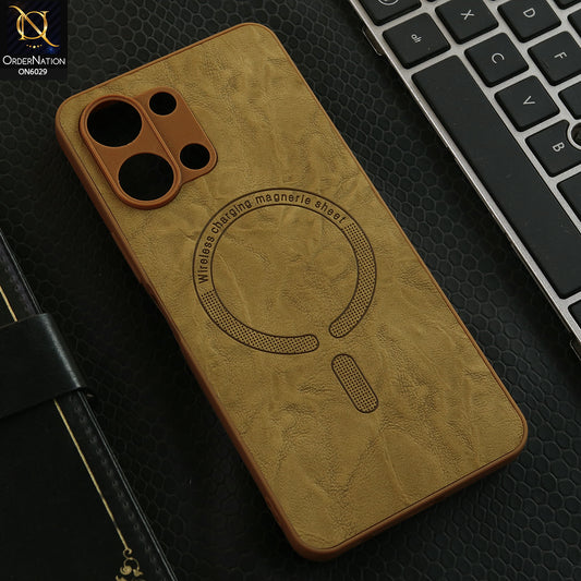 Vivo Y05 Cover - Light Brown - Elite Leather Finish Magnetic Wireless Charging Compatible Anti Shock Protective Back Cover