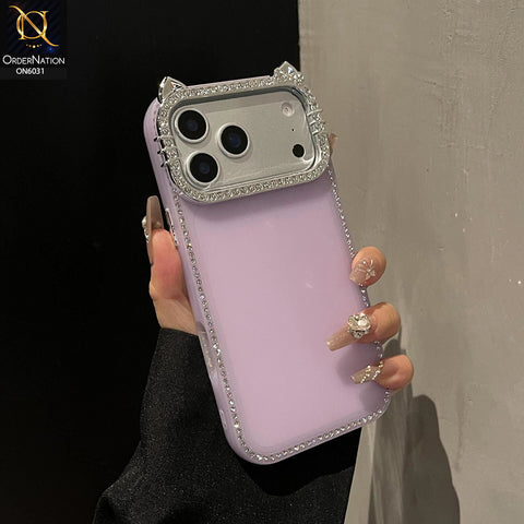 iPhone 17 Pro Max Cover - Purple  - Matte Case, Diamond KT Ears Design, Luxury Cute Shockproof Protective Back Cover
