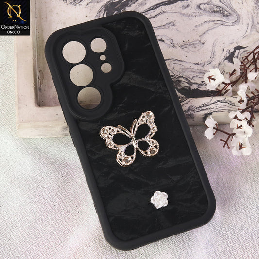 Tecno Camon 50 4G Cover  - Black - Elegant 3D Rhinestone Butterfly Premium Phone Cover