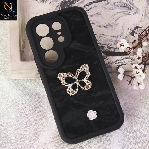 Tecno Camon 50 4G Cover  - Black - Elegant 3D Rhinestone Butterfly Premium Phone Cover