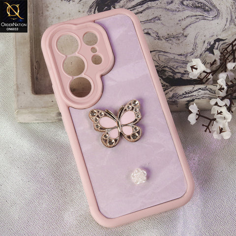 Tecno Camon 50 4G Cover  - Pink - Elegant 3D Rhinestone Butterfly Premium Phone Cover