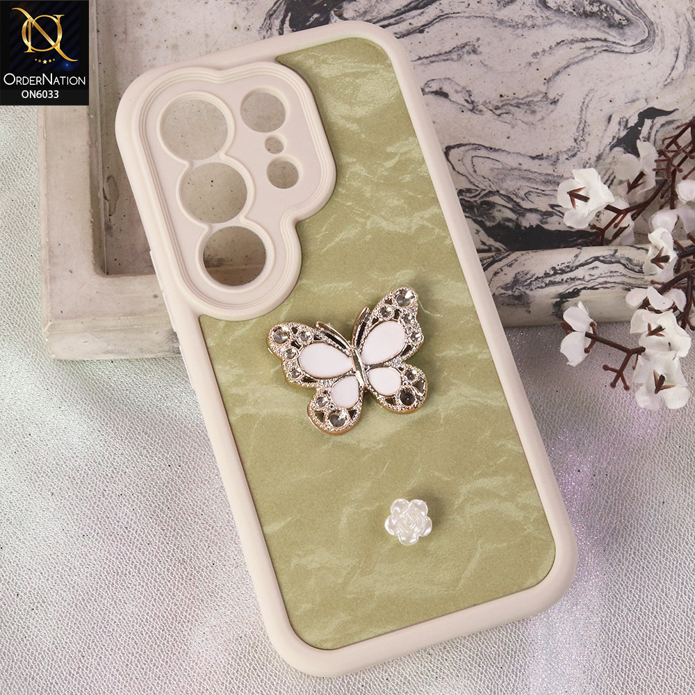 Tecno Camon 50 4G Cover  - White - Elegant 3D Rhinestone Butterfly Premium Phone Cover