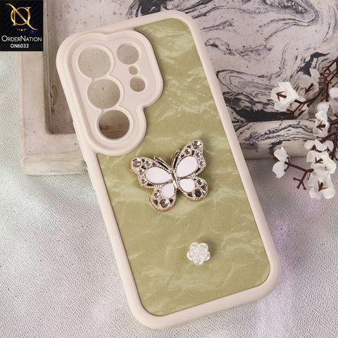 Tecno Camon 50 4G Cover  - White - Elegant 3D Rhinestone Butterfly Premium Phone Cover