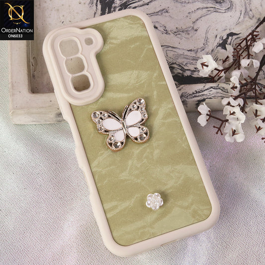 Infinix Hot 70 Cover  - White - Elegant 3D Rhinestone Butterfly Premium Phone Cover