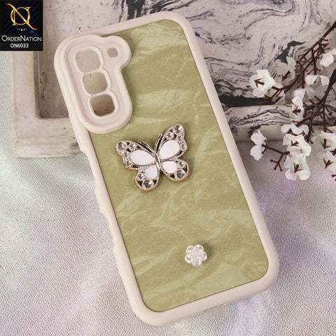 Infinix Hot 70 Cover  - White - Elegant 3D Rhinestone Butterfly Premium Phone Cover