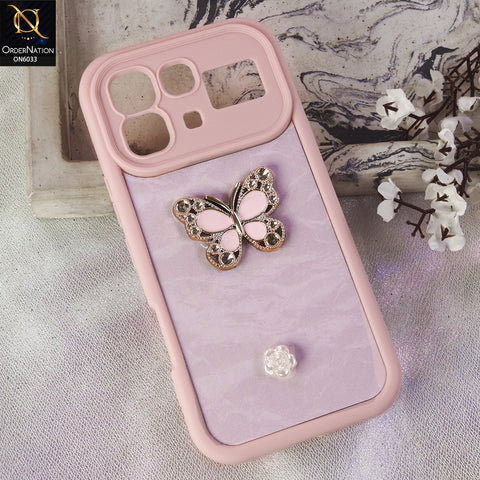Infinix Note 60 Pro Cover  - Pink - Elegant 3D Rhinestone Butterfly Premium Phone Cover