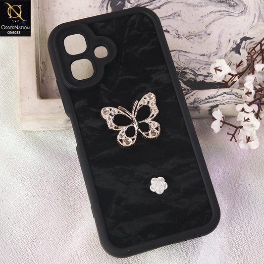 Infinix Smart 20 Cover  - Black - Elegant 3D Rhinestone Butterfly Premium Phone Cover