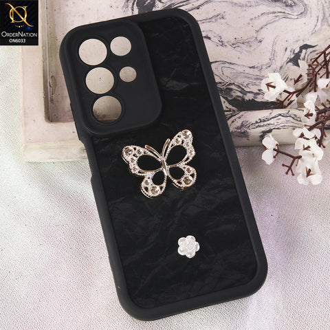 Realme C85 Cover  - Black - Elegant 3D Rhinestone Butterfly Premium Phone Cover