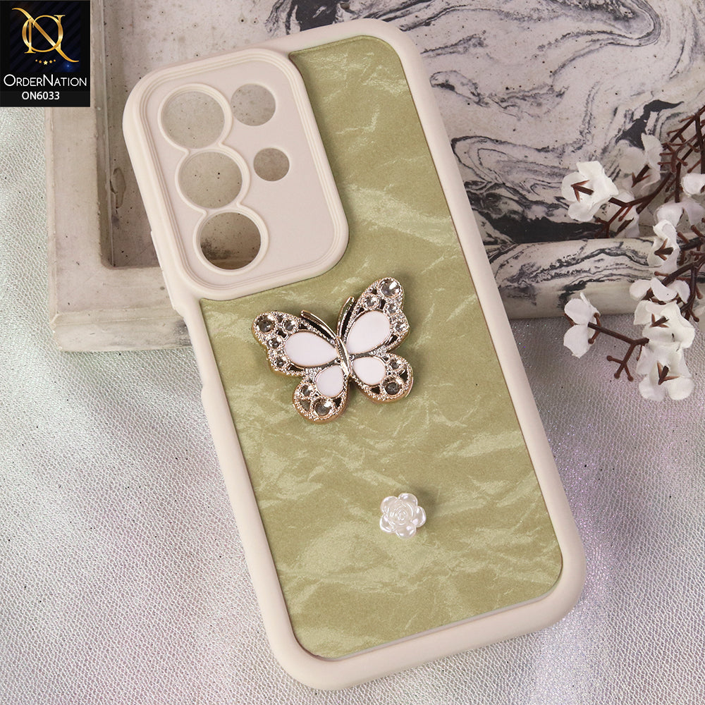 Realme C85 Cover  - White - Elegant 3D Rhinestone Butterfly Premium Phone Cover