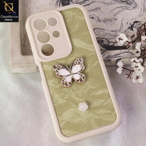 Realme C85 Cover  - White - Elegant 3D Rhinestone Butterfly Premium Phone Cover