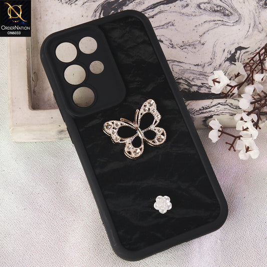 Realme C85 Pro Cover  - Black - Elegant 3D Rhinestone Butterfly Premium Phone Cover