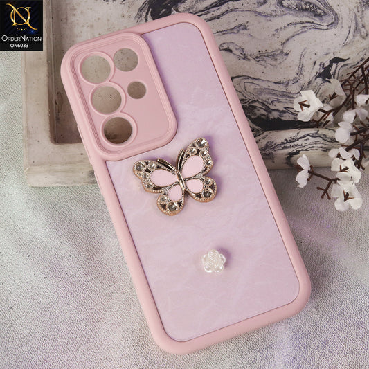 Realme C85 Pro Cover  - Pink - Elegant 3D Rhinestone Butterfly Premium Phone Cover