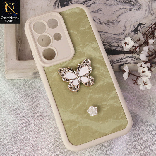 Realme C85 Pro Cover  - White - Elegant 3D Rhinestone Butterfly Premium Phone Cover