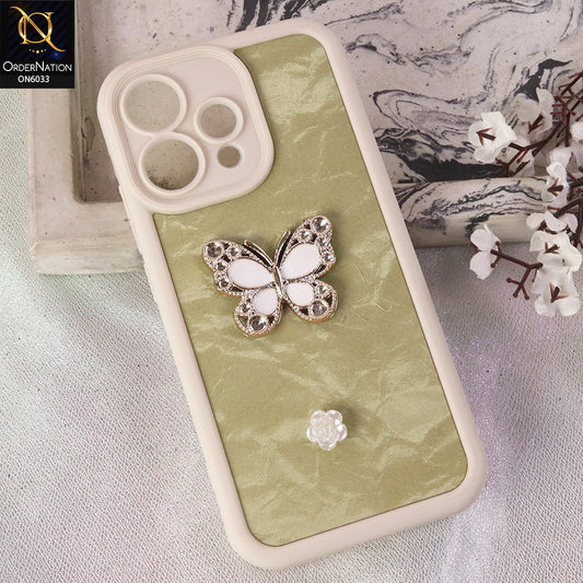 Oppo Reno 15c Cover  - White - Elegant 3D Rhinestone Butterfly Premium Phone Cover