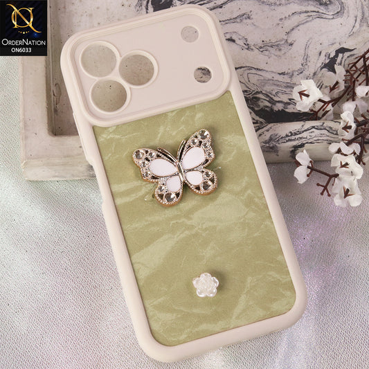 Tecno Spark 50 4g Cover  - White - Elegant 3D Rhinestone Butterfly Premium Phone Cover