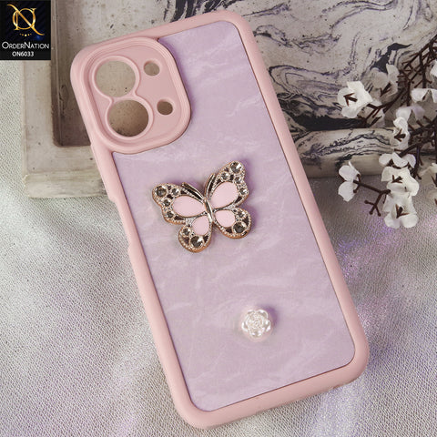 Tecno Spark Go 3 Cover  - Pink - Elegant 3D Rhinestone Butterfly Premium Phone Cover