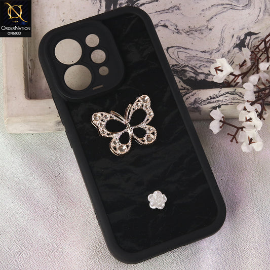 Vivo S50 Cover  - Black - Elegant 3D Rhinestone Butterfly Premium Phone Cover
