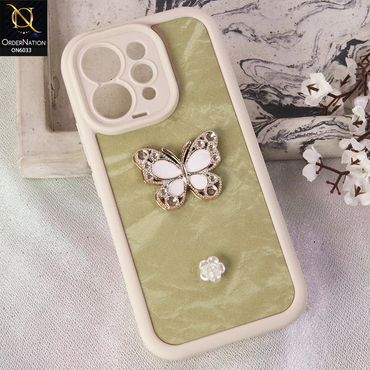 Vivo S50 Cover  - White - Elegant 3D Rhinestone Butterfly Premium Phone Cover