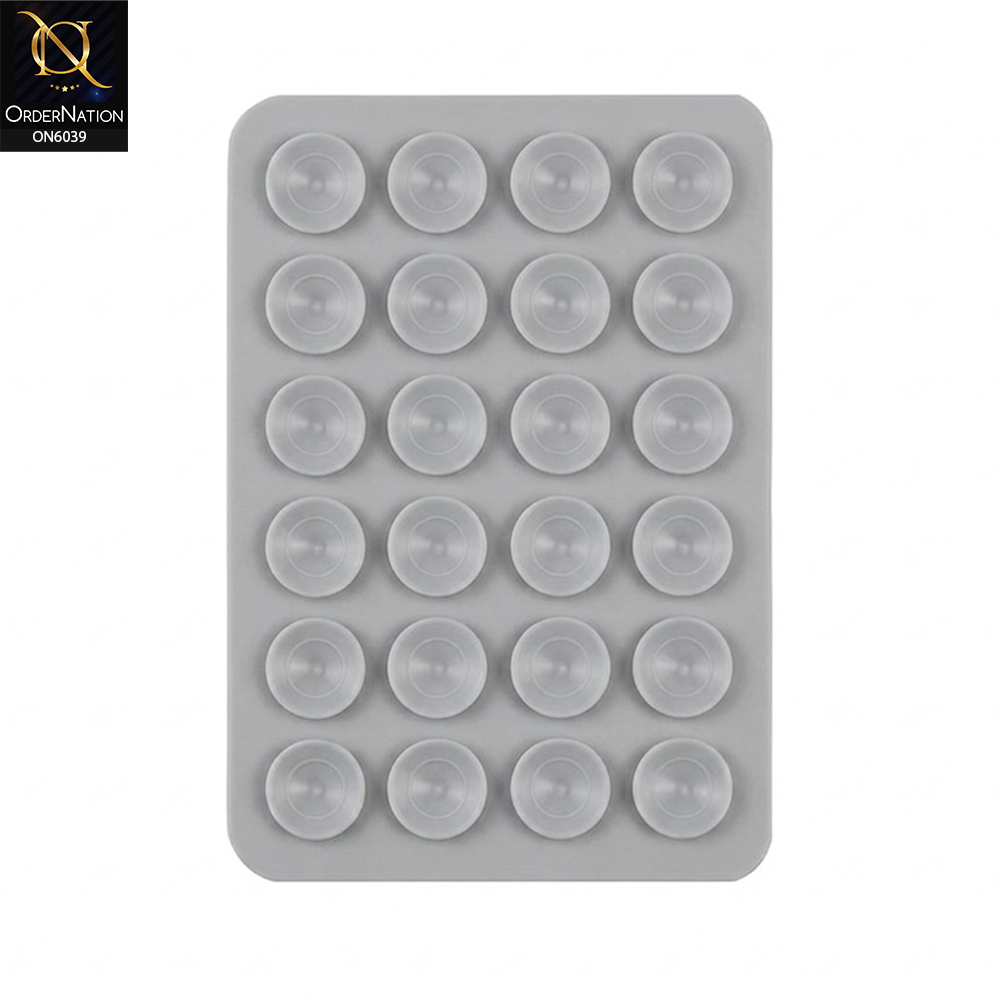 Silicone Suction Cup Phone Holder - Grey - Universal Sticky Silicone Suction Pad Mobile Phone Holder Grip Mount