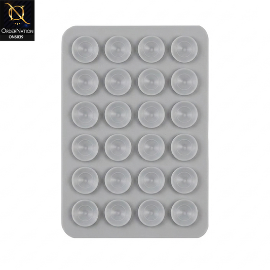 Silicone Suction Cup Phone Holder - Grey - Universal Sticky Silicone Suction Pad Mobile Phone Holder Grip Mount