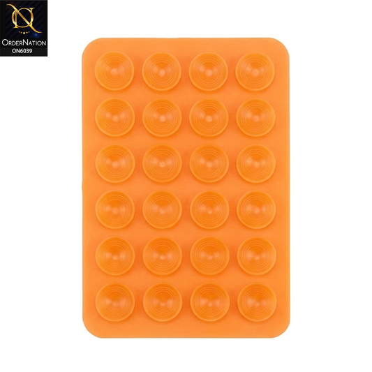 Silicone Suction Cup Phone Holder - Orange - Universal Sticky Silicone Suction Pad Mobile Phone Holder Grip Mount