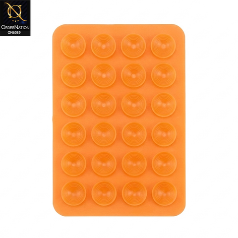 Silicone Suction Cup Phone Holder - Orange - Universal Sticky Silicone Suction Pad Mobile Phone Holder Grip Mount