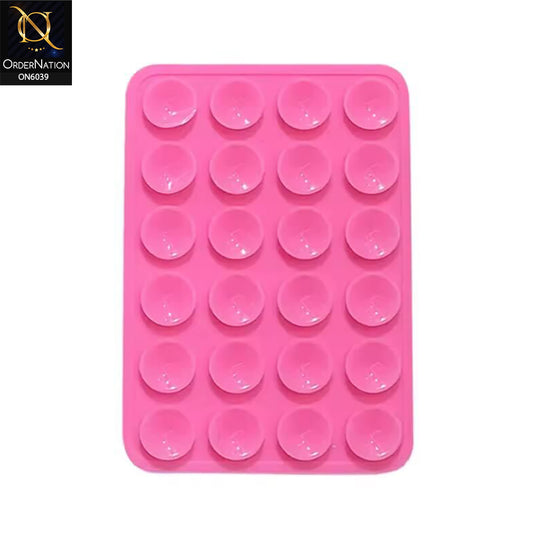 Silicone Suction Cup Phone Holder - Pink - Universal Sticky Silicone Suction Pad Mobile Phone Holder Grip Mount