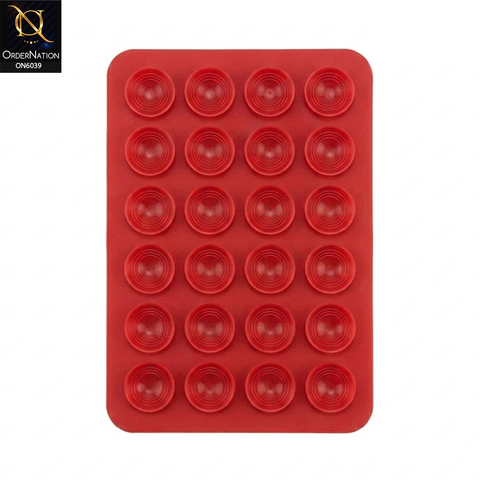 Silicone Suction Cup Phone Holder - Red - Universal Sticky Silicone Suction Pad Mobile Phone Holder Grip Mount