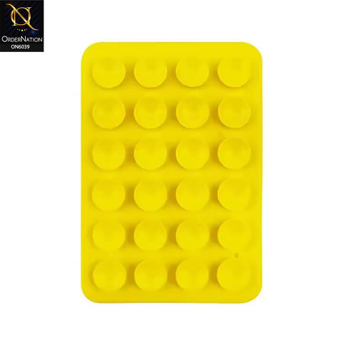 Silicone Suction Cup Phone Holder - Yellow - Universal Sticky Silicone Suction Pad Mobile Phone Holder Grip Mount