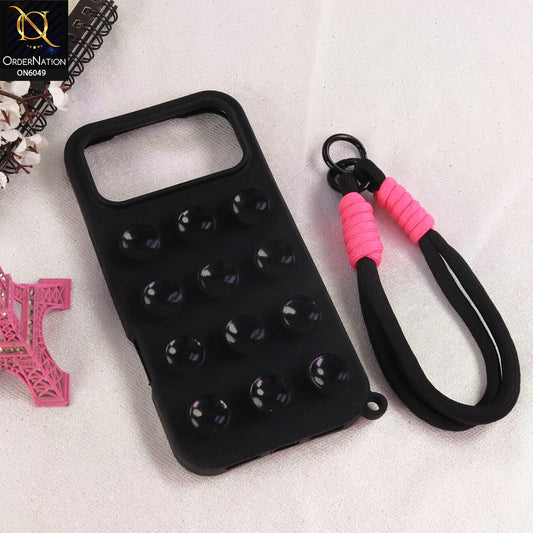 iPhone 17 Pro Max Cover  - Black - Fashionable Korean Style Suction Cup and Influencer Minimalist Design Protective Cover