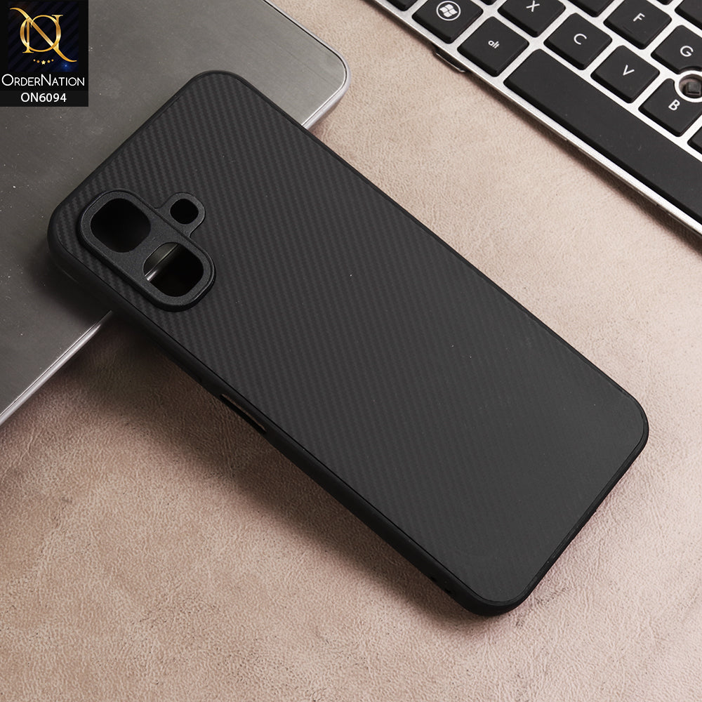 Infinix Smart 20 Cover - Black - New Deluxe High Quality Matte Soft Tpu Carbon Fiber Texture Case