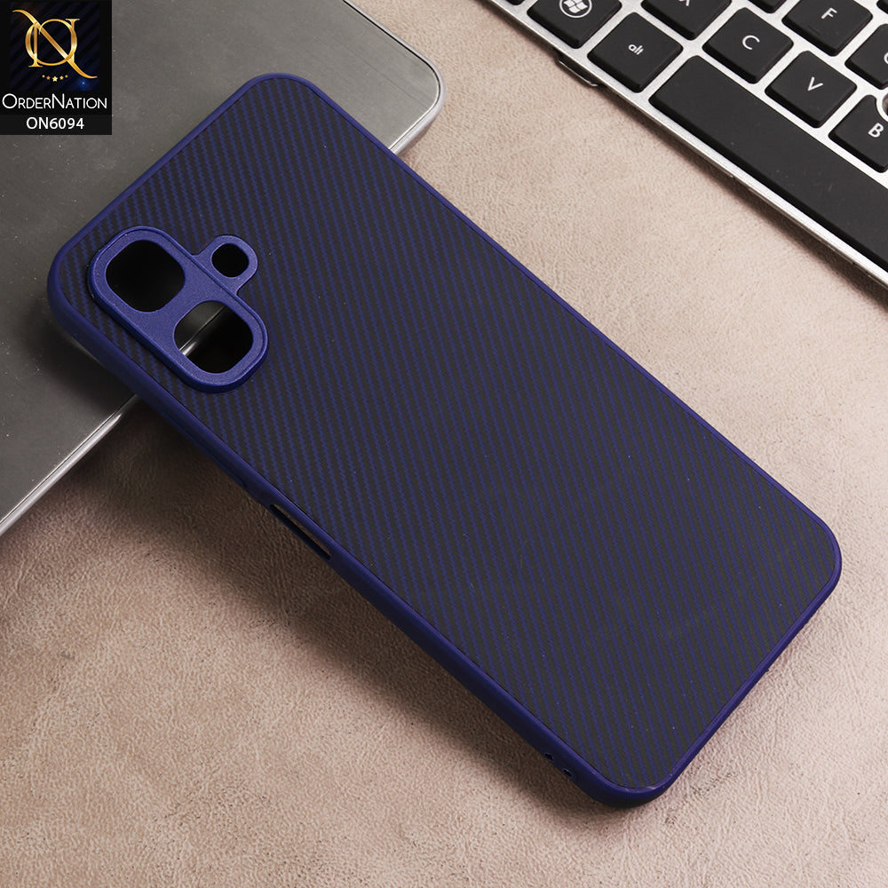 Infinix Smart 20 Cover - Blue - New Deluxe High Quality Matte Soft Tpu Carbon Fiber Texture Case