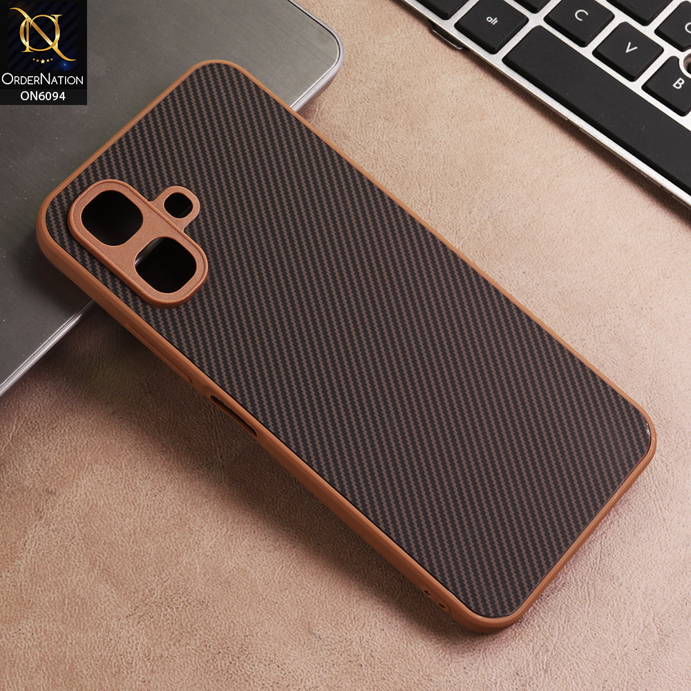 Infinix Smart 20 Cover - Brown - New Deluxe High Quality Matte Soft Tpu Carbon Fiber Texture Case