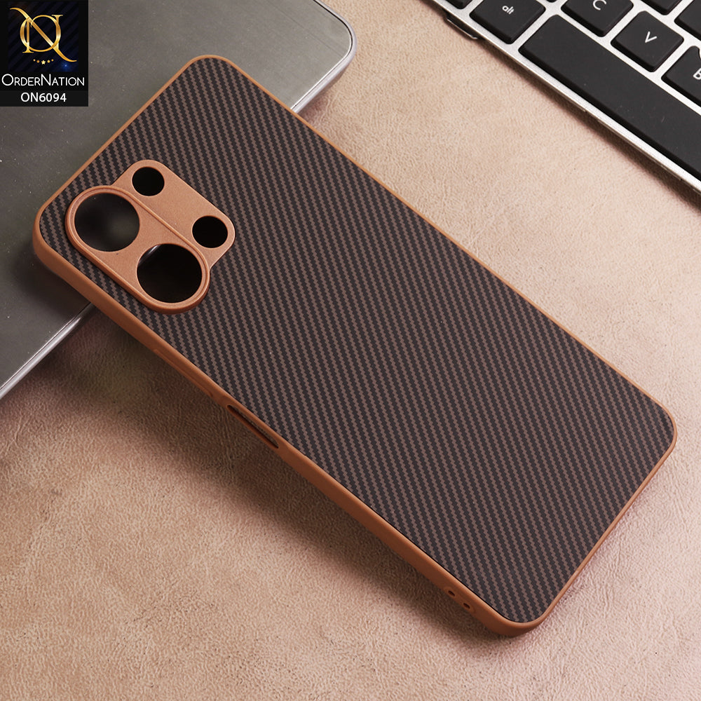 Vivo Y05 Cover - Brown - New Deluxe High Quality Matte Soft Tpu Carbon Fiber Texture Case