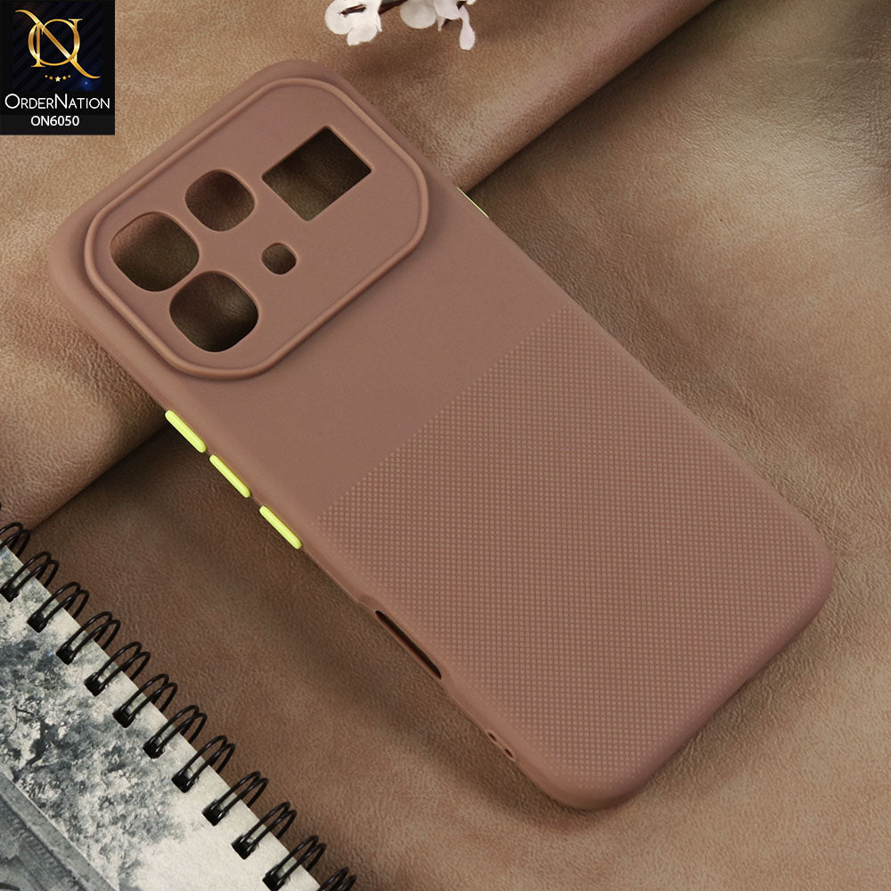 Infinix Note 60 Pro - Brown -  New Shockproof Textured Grip Silicone Cover With Premium Micro-Dot Textured Case