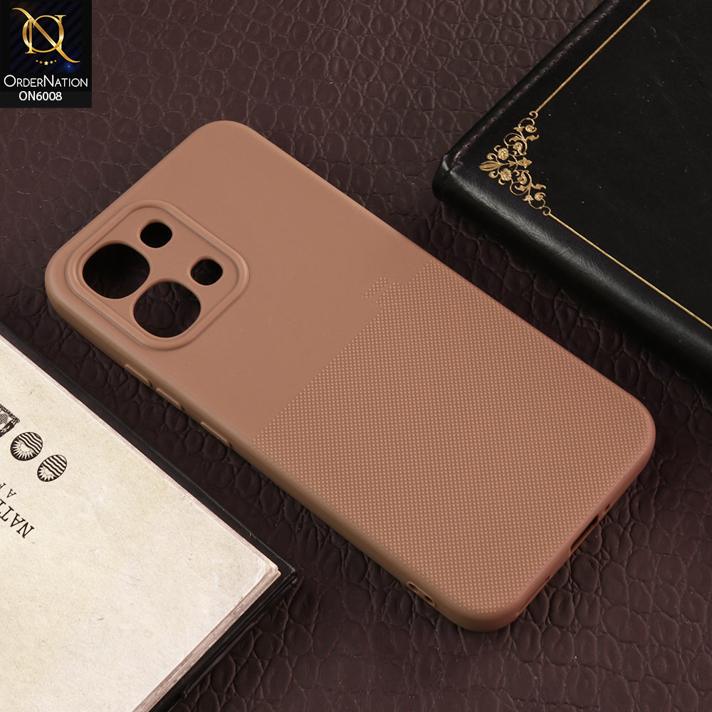 Oppo F31 Cover - Brown -New Shockproof Textured Grip Silicone Cover With Premium Micro-Dot Textured Case