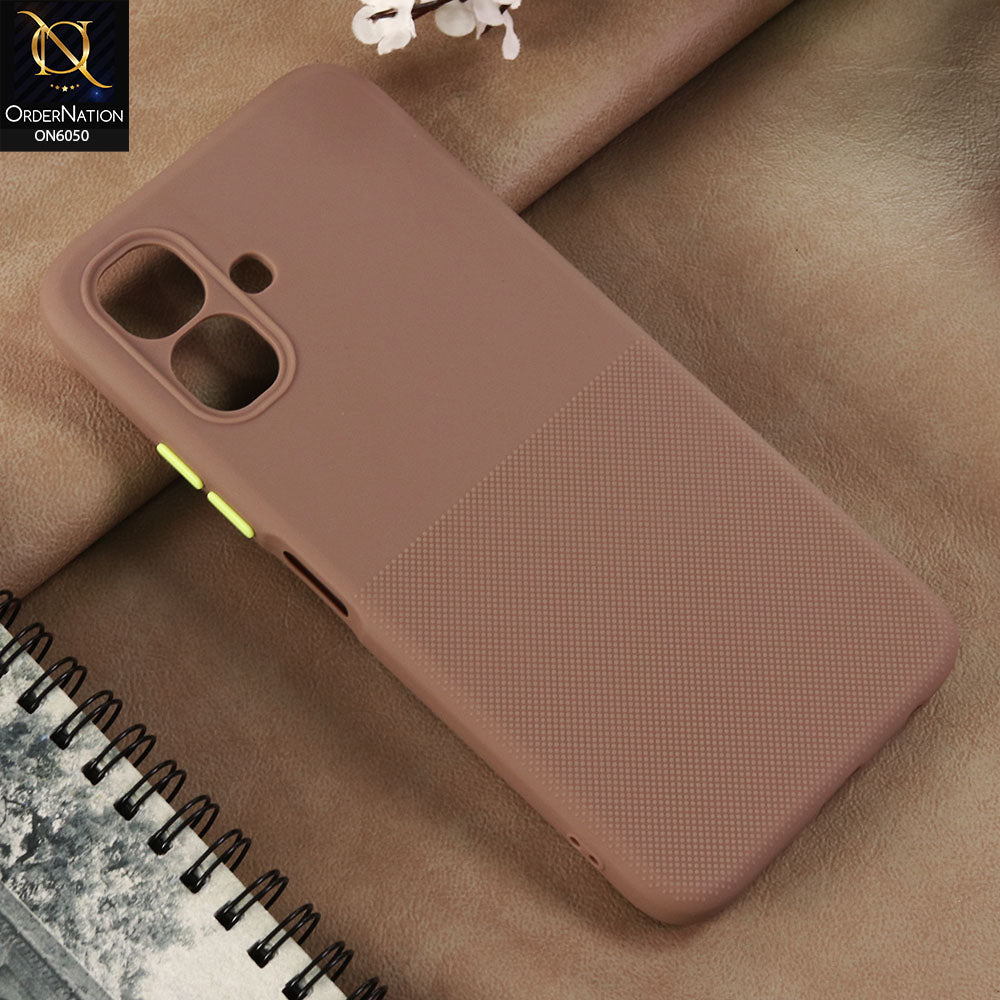Infinix Smart 20 - Brown -  New Shockproof Textured Grip Silicone Cover With Premium Micro-Dot Textured Case