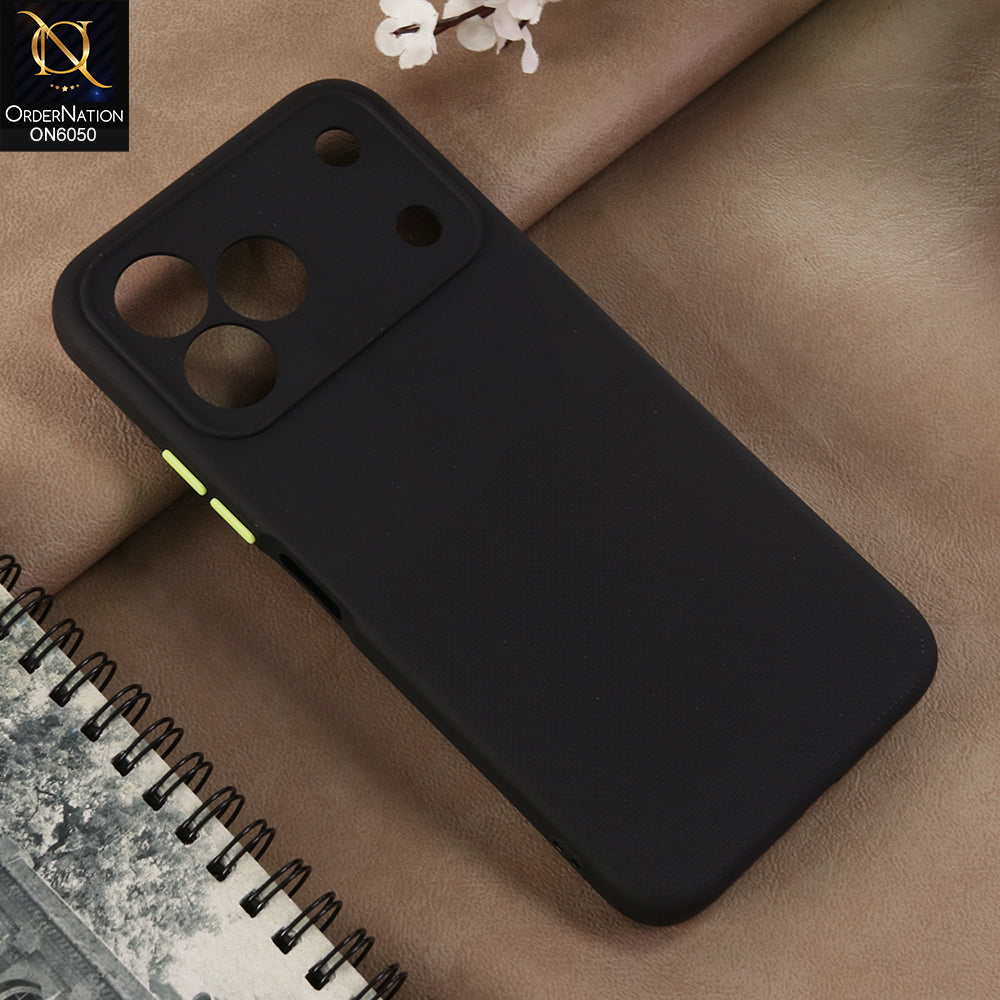 Tecno Spark 50 4G- Black -  New Shockproof Textured Grip Silicone Cover With Premium Micro-Dot Textured Case
