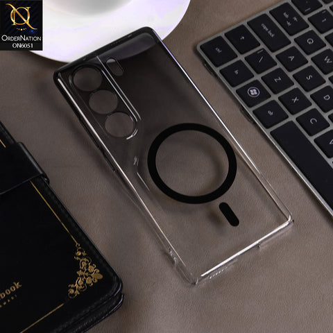 Tecno Camon 40 Cover - Black -  New Gradient Crystal Clear MagSafe Phone Case – Luxury Semi-Transparent Cover