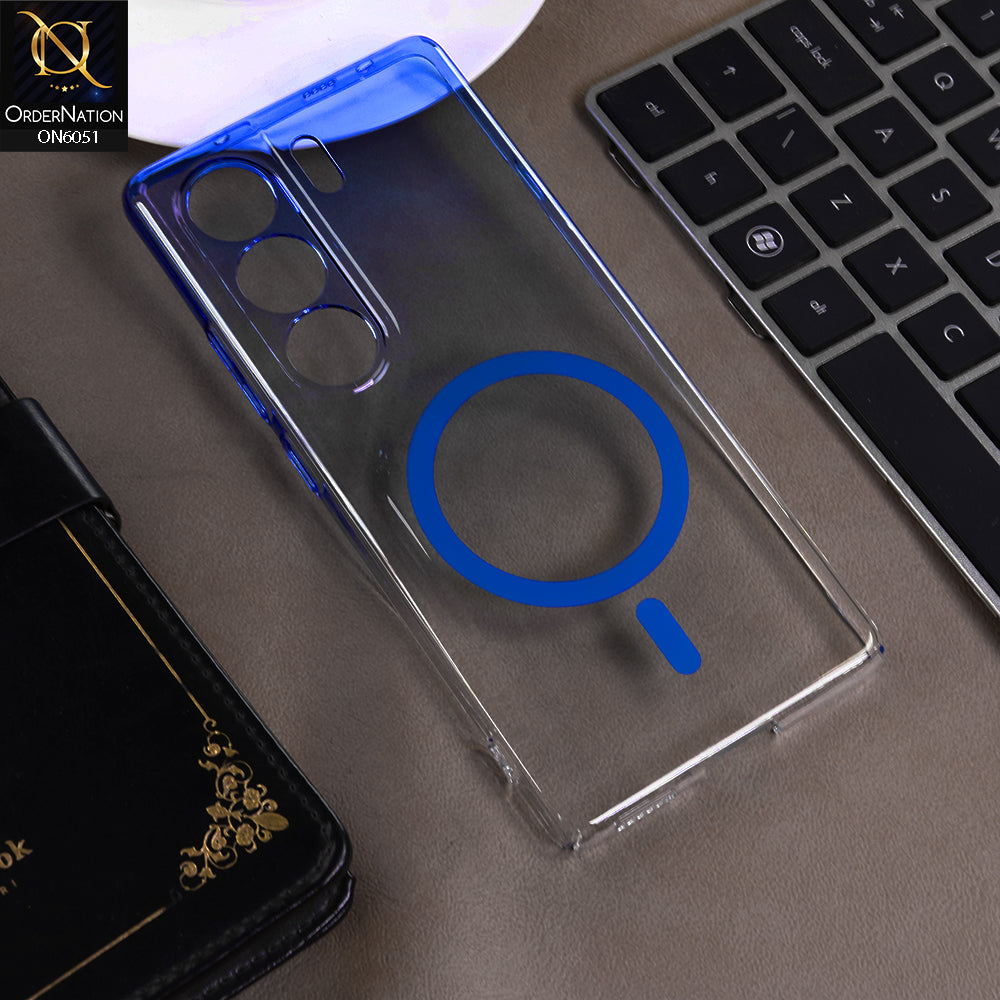 Tecno Camon 40 Cover - Blue -  New Gradient Crystal Clear MagSafe Phone Case – Luxury Semi-Transparent Cover