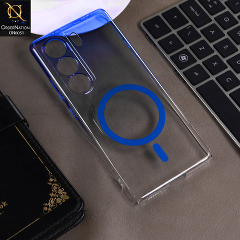 Tecno Camon 40 Cover - Blue -  New Gradient Crystal Clear MagSafe Phone Case – Luxury Semi-Transparent Cover