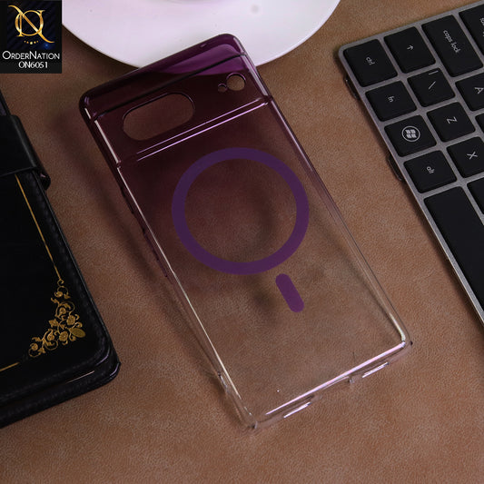 Google Pixel 7 Cover - Purple -  New Gradient Crystal Clear MagSafe Phone Case – Luxury Semi-Transparent Cover