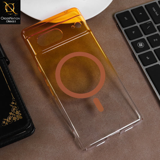 Google Pixel 7 Cover - Yellow -  New Gradient Crystal Clear MagSafe Phone Case – Luxury Semi-Transparent Cover
