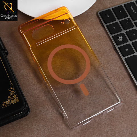 Google Pixel 7 Cover - Yellow -  New Gradient Crystal Clear MagSafe Phone Case – Luxury Semi-Transparent Cover